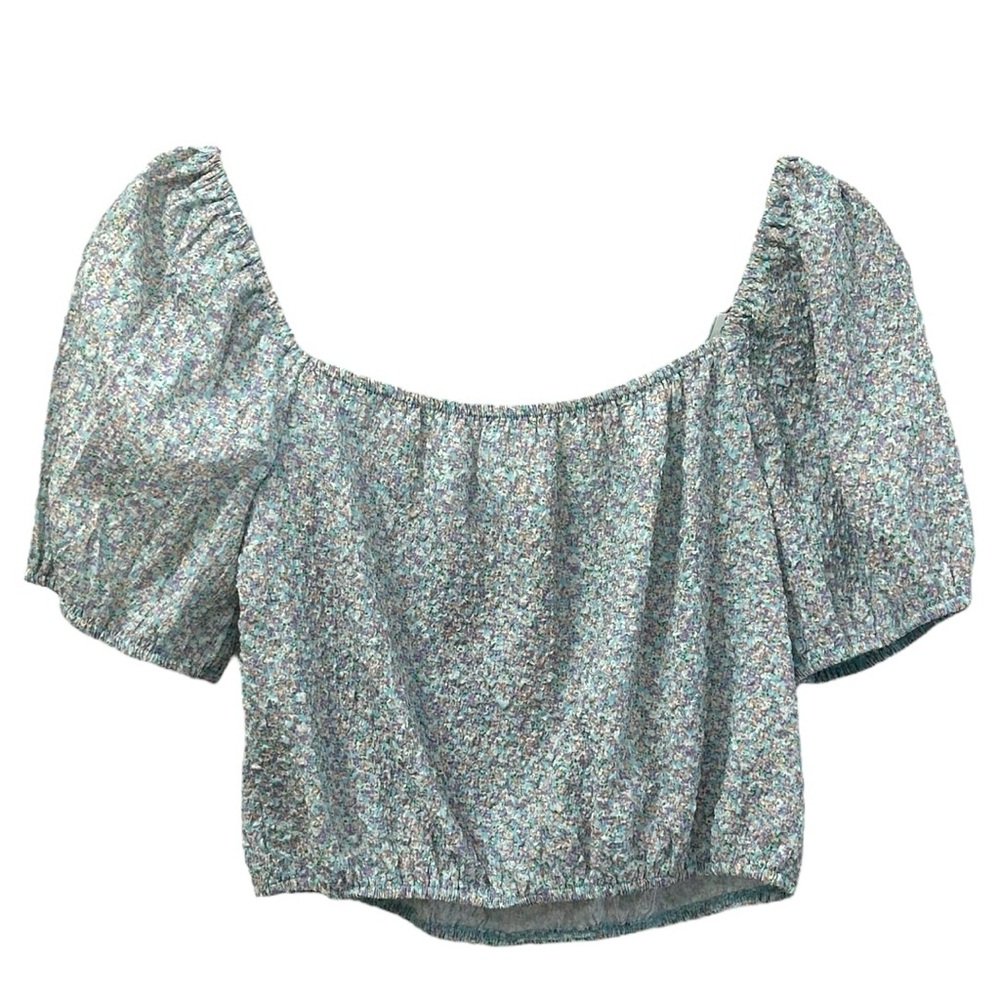Sophie Rue NWT Women’s‎ Blue Ditsy Puff Sleeve Square Neck Crop Top  Sz S